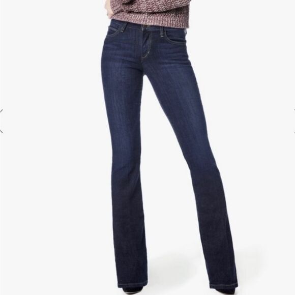 Joe's Curvy Mini Boot Cut Mid Rise Jeans Size 30 Everleight Dark Wash Skinny Leg - Picture 1 of 13